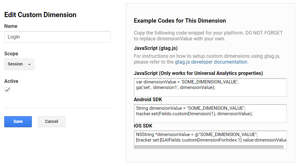 Custom dimensions. Custom dimensions